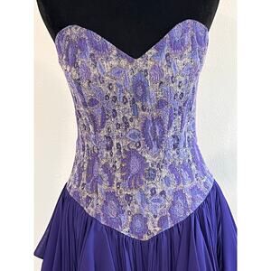 Ethereal Purple Size 8 Strapless Corset Midi Dress Fairycore Whimsigoth Formal